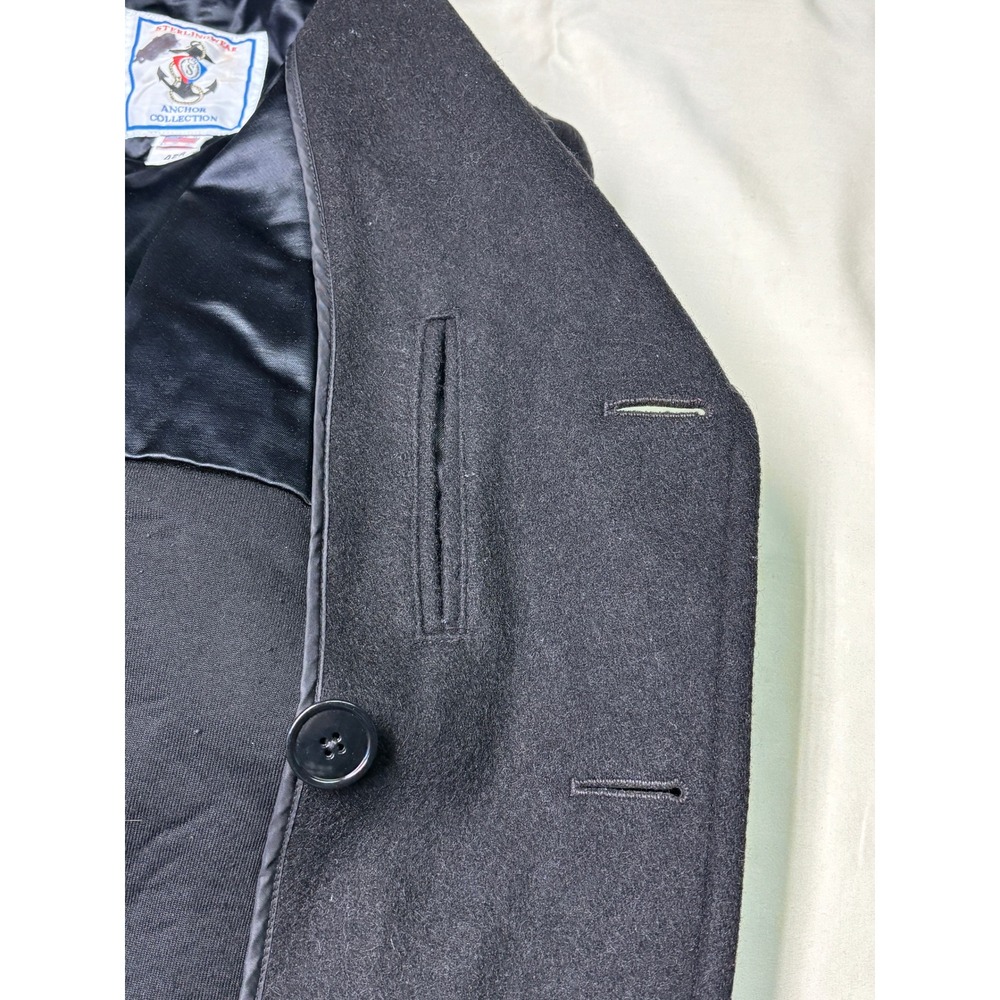 Vintage Sterlingwear Anchor Collection Mens Pea Coat Black Wool USMS 42R USA - Picture 6 of 11